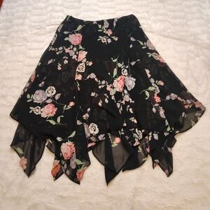 Chaps Assymetrical Fairy Hem Floral Skirt